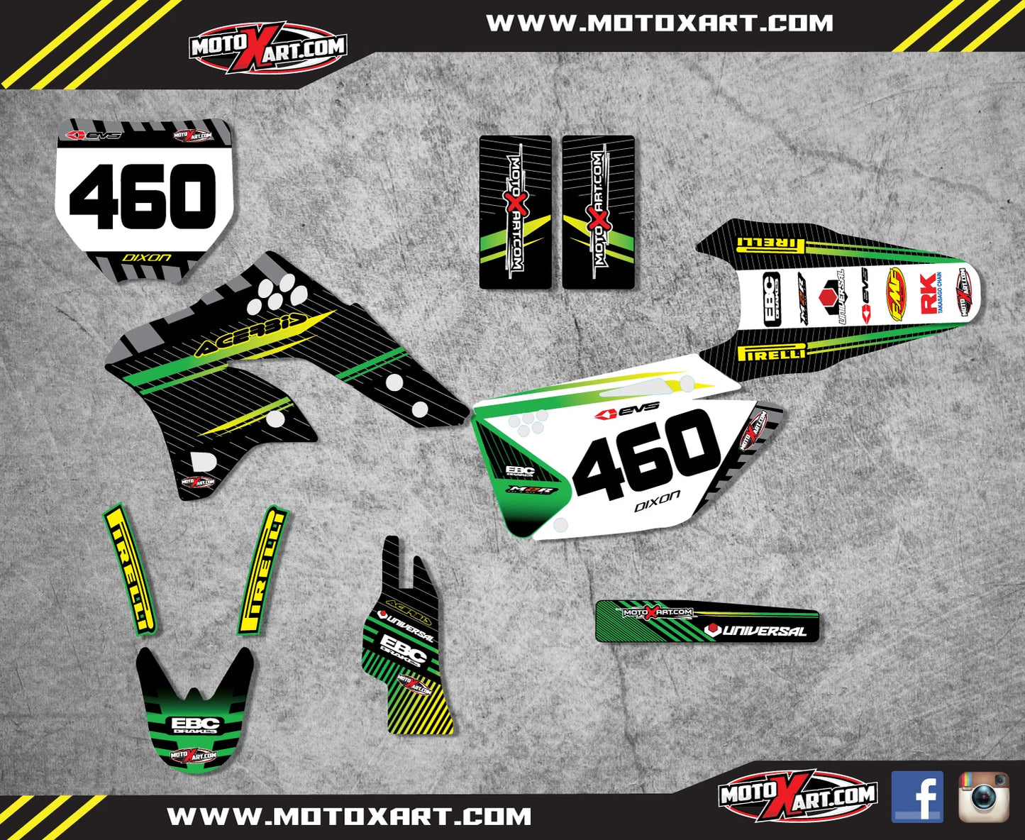 Full Custom Graphic Kit for Kawasaki KXF 250 (2006-2008) - Factory Style Decals
