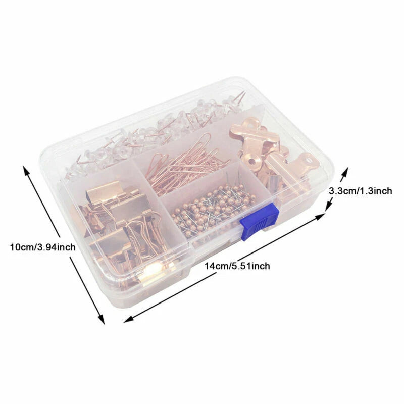 500 x Binder Clips Paper Clips Push Pins Set for Office School Stationery
