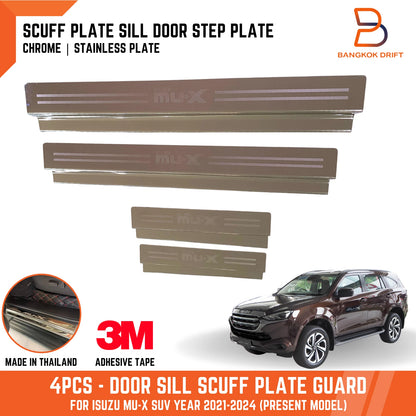 4x Chrome Door Sill Scuff Plates for Isuzu MU-X MUX (2021-2024)