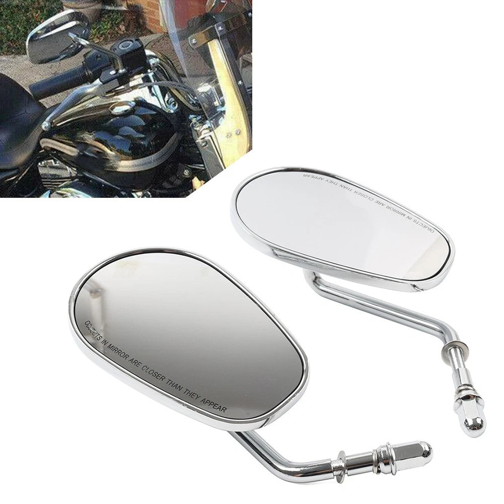 Teardrop Short Stem Chrome Side Mirrors for Harley Electra Glide