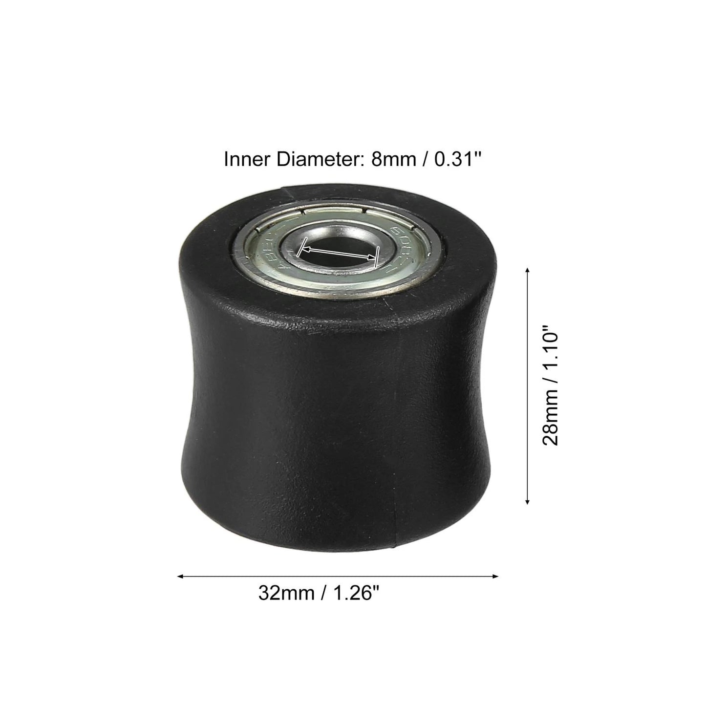2pcs 8mm Drive Chain Adjustment Pulley Rubber Wheel for Motorcycle