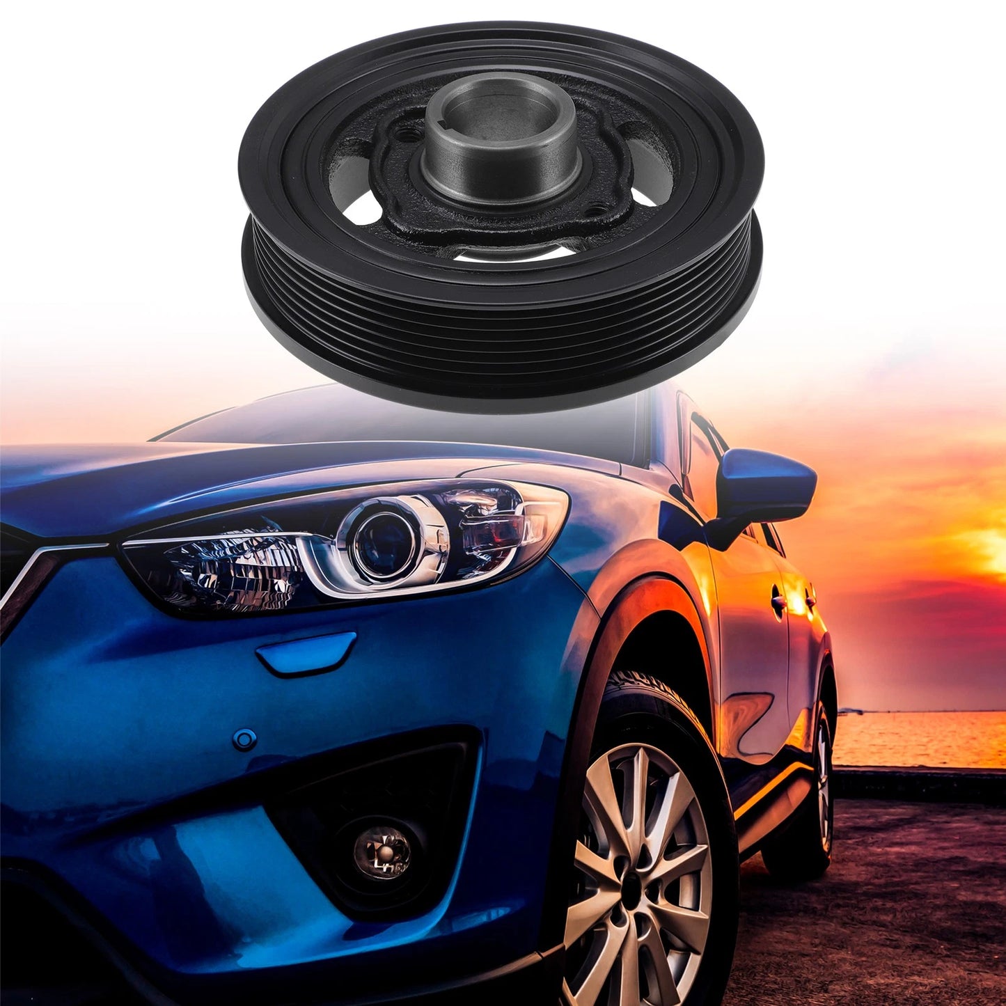 Engine Harmonic Balancer Crank Pulley Steel Black for Toyota Camry