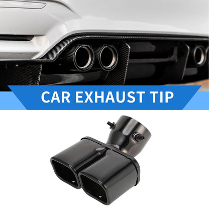 Square Curved Slant Cut Dual Exhaust Tip Black for Toyota Land Cruiser Prado