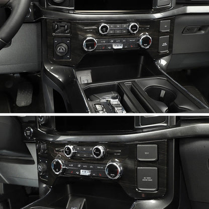 Black Wood Grain AC Control Panel Trim Cover for Ford F-150 (2015-2023)