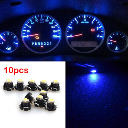10x Pure Blue T5/T4.7 Neo Wedge LED Dash Light Bulbs