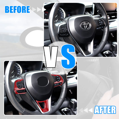 3 x Red Car Interior Steering Wheel Cover Trim for Toyota Corolla (2020-2022)