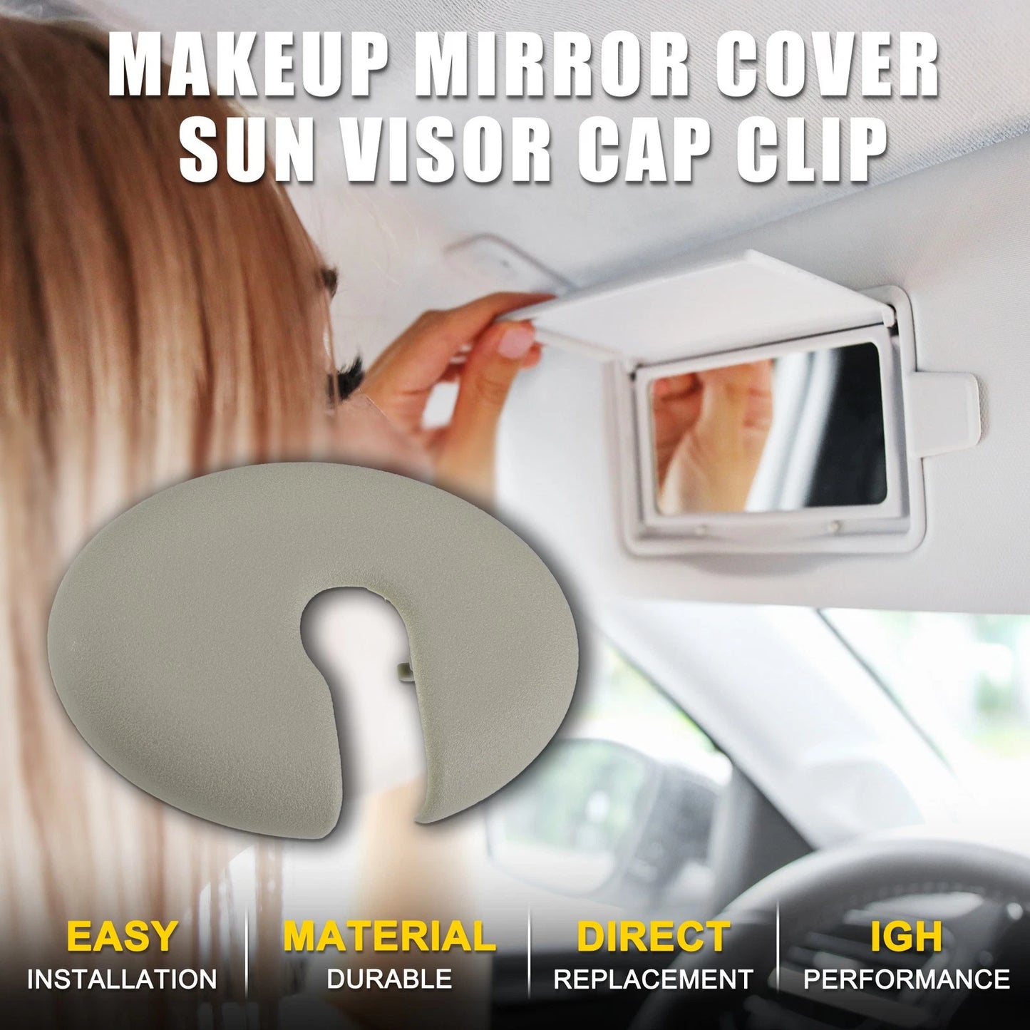 Makeup Mirror Cover Sun Visor Cap Clip for Scion Grey