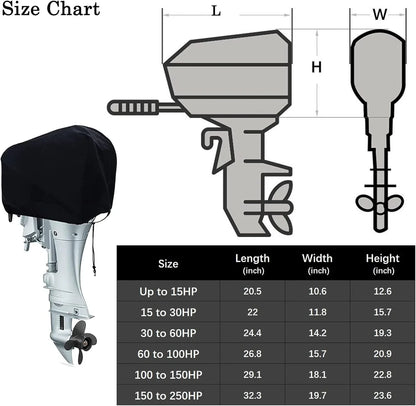 60-100HP Outboard Motor Engine Cover for Universal Trailerable Black