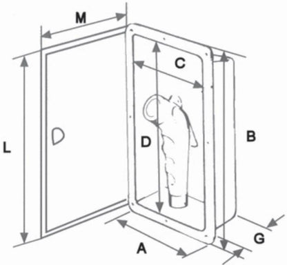 Recessed Box Hinged Door for Boat Caravan RV Nuova Rade 183mm x 110mm