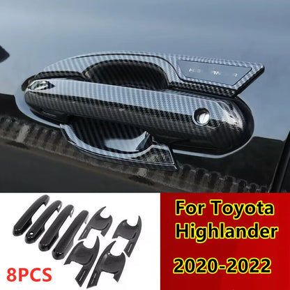 Carbon Fiber Door Handle & Bowl Cover Trim for Toyota Highlander (2020–2022)