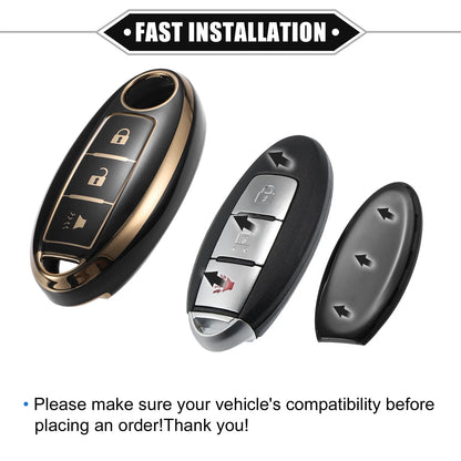 3 Button Keyless Key Fob Shell Cover Case for Nissan Altima Armada TPU Black