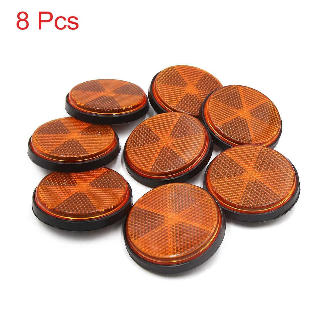 8pcs 6mm Dia Orange Plastic Screw Mount Reflective Motorcycle Warning Reflector