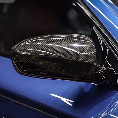 2 x Real Carbon Fiber Side Mirror Cover Caps for BMW M5 F10, F12 M6 (2012-2016)