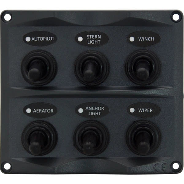 Marine Switch Panel 6 Gang with LED Indicators for All Boats, PWC, 12V