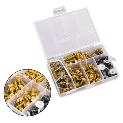 158 Piece Gold Aluminium Fairing Screw Trim Set for Motorcycles