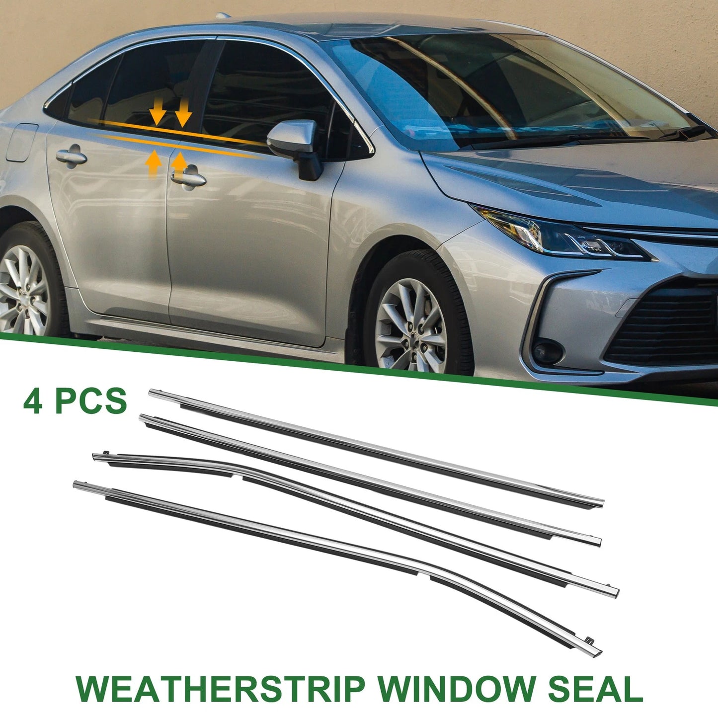4 x Weatherstrip Window Seal for Toyota Corolla (2014-2019)