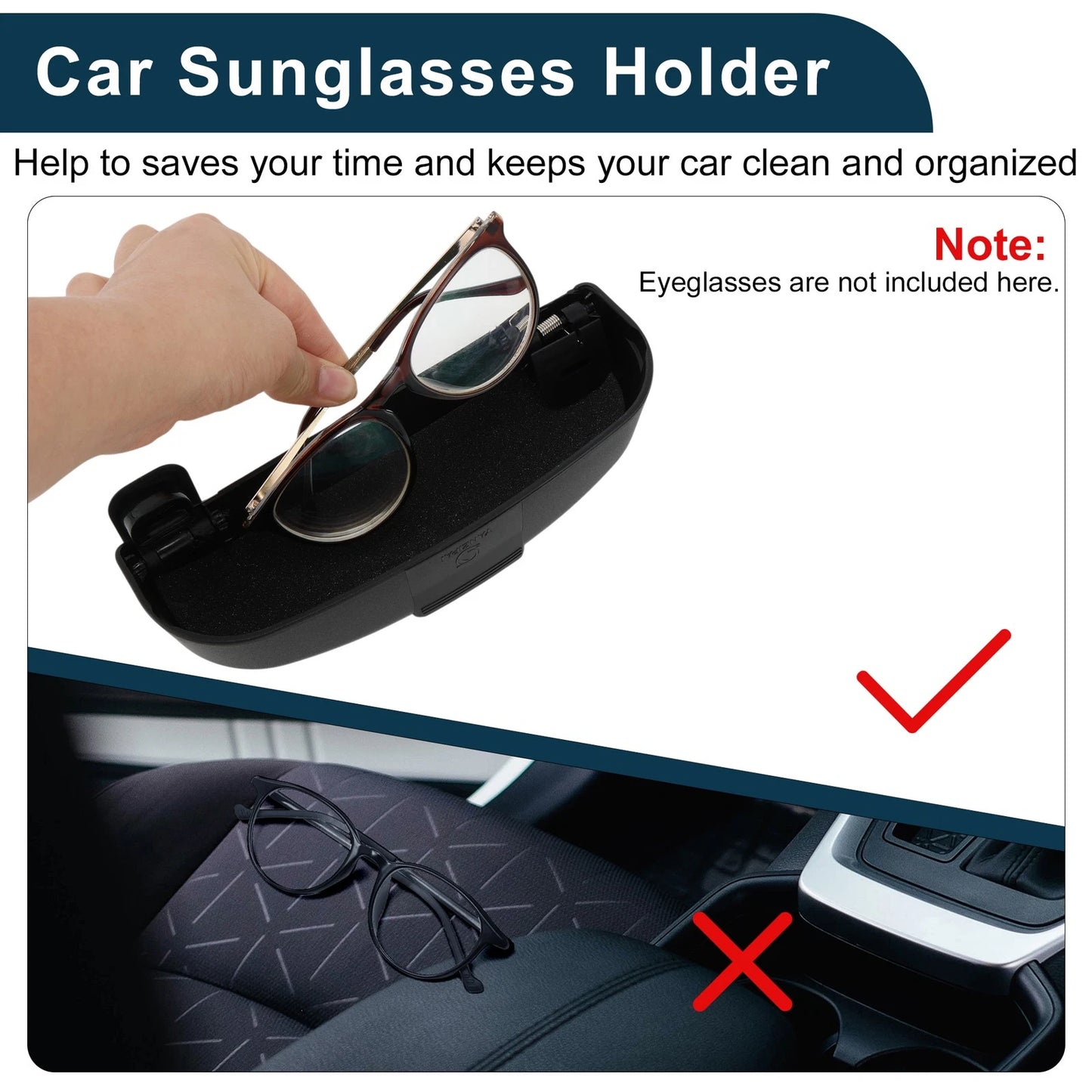 Sunglasses Case for Peugeot 308 2014-2026 ABS Black 1 Set