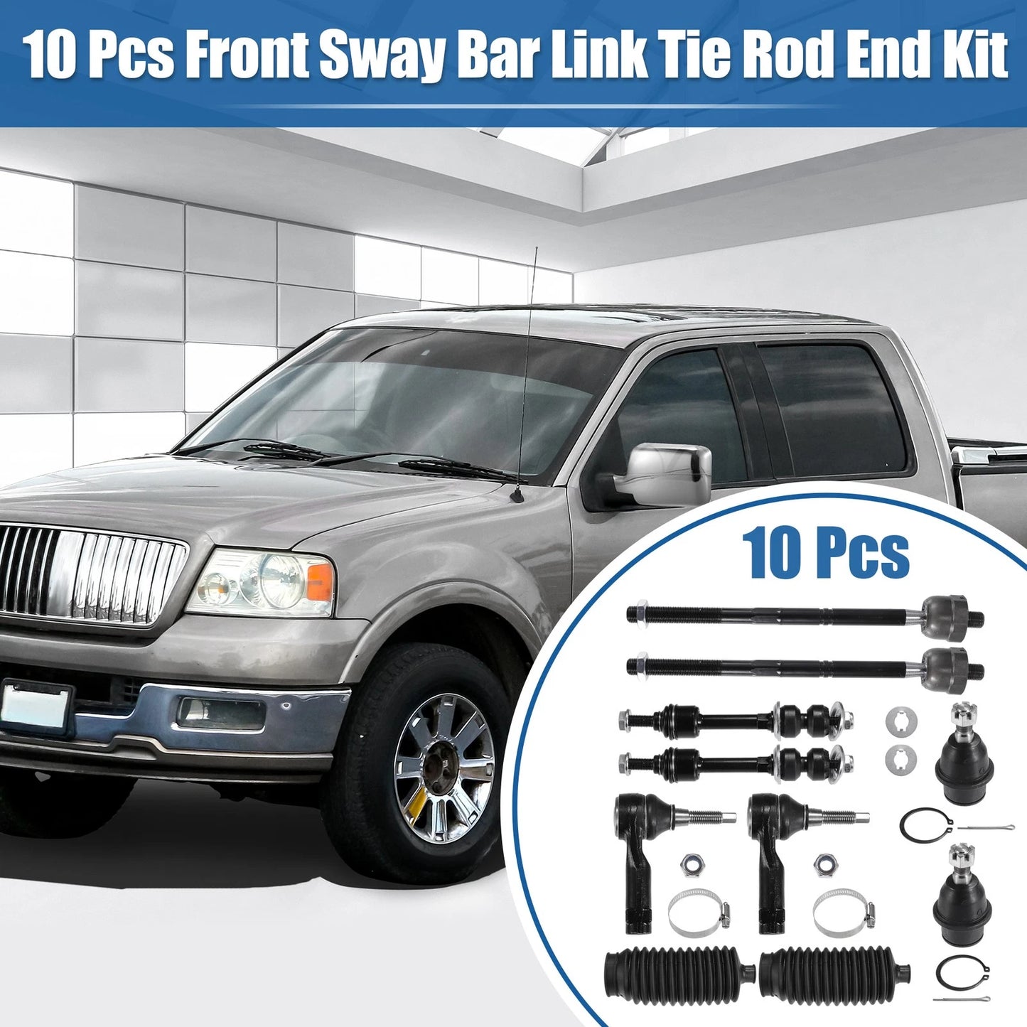 10 Pcs Sway Bar & Tie Rod Kit for Ford F-150 (2004-2023)