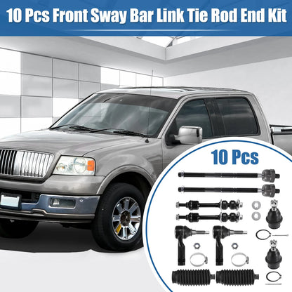 10 Pcs Sway Bar & Tie Rod Kit for Ford F-150 (2004-2023)
