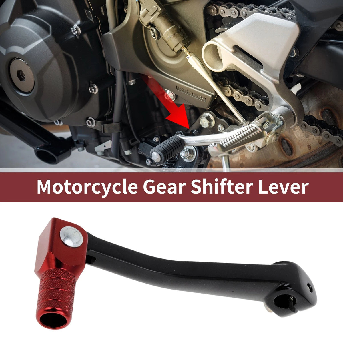 Folding Motorcycle Gear Shifter Lever Black Red Head for Honda XR50