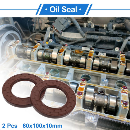 Oil Seal / 60x100x10mm / Seal Ring Rotary Shaft Seal FKM Rubber Brown 2 x
