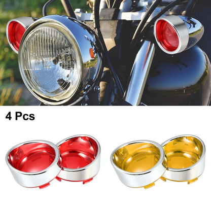 4pcs Turn Signal Light Covers with Silver Tone Visors for Harley Dyna