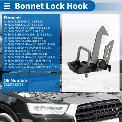 Hood Latch Assembly for BMW 528i L6 3.0L (2009-2011) - 1 x Pcs