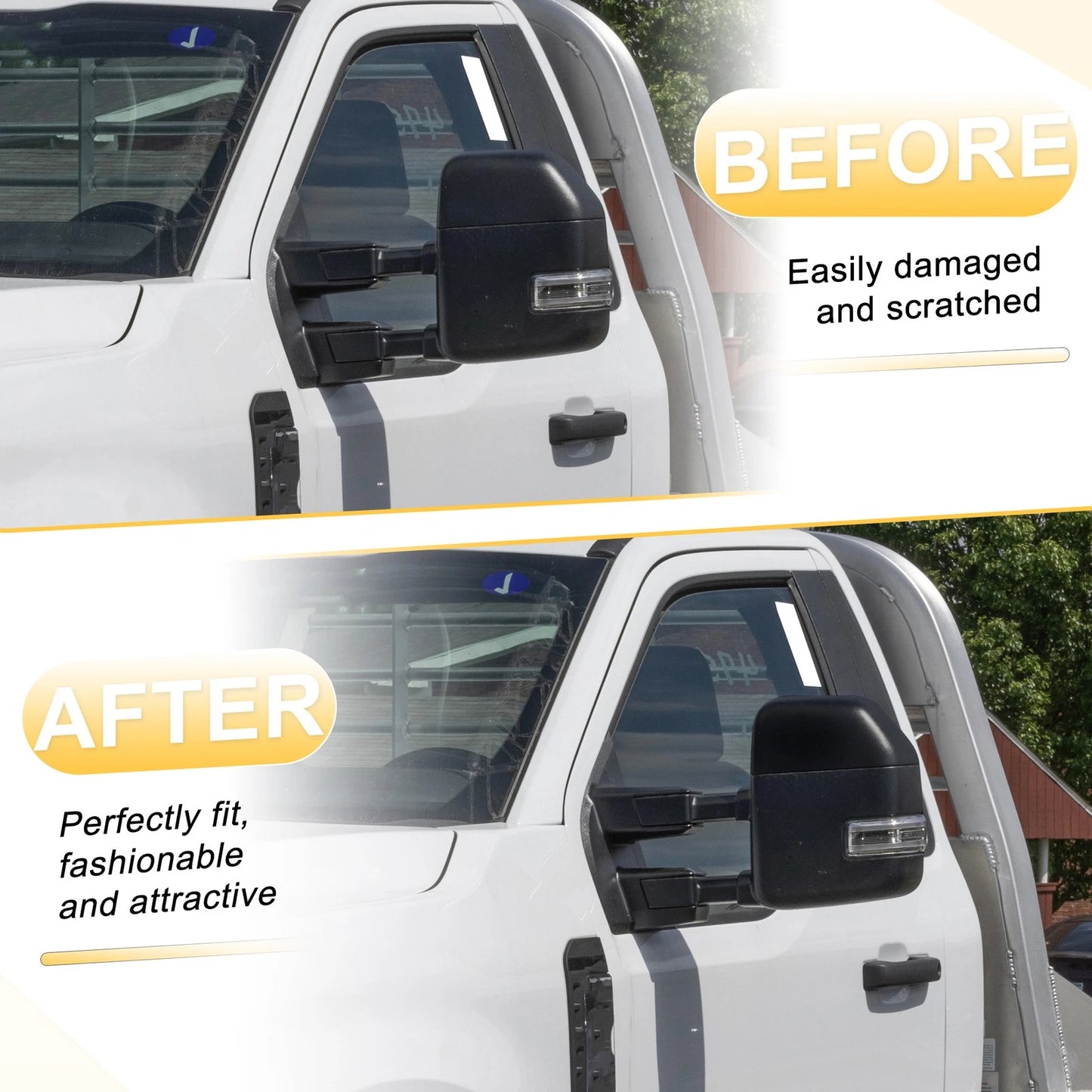 Left Side Mirror Cover Cap Gloss Black for Ford F-250 F-350 F-450 F-550 (2017-2023)