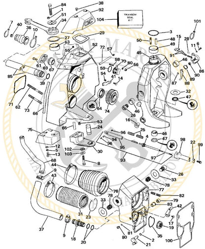 Transom Bellow Seal Kit with Gimbal Bearing for OMC Stern Drive