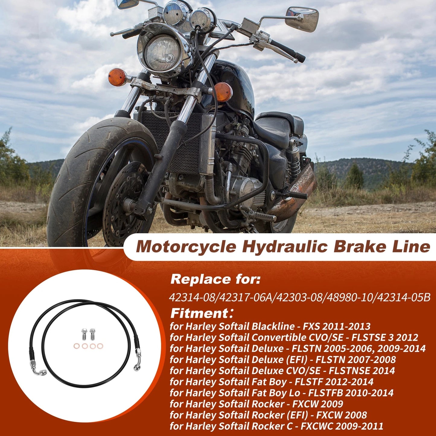 47In Hydraulic Front Brake Line Kit for Harley Softail (2011–2013)