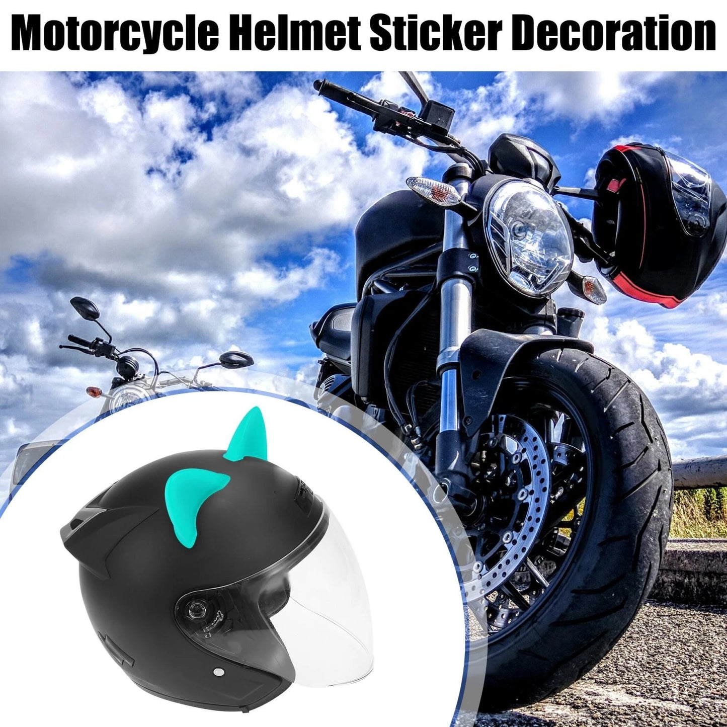 2 x Cat Ears Style Stick On Helmet Decoration Accessories for Motorcycle Blue
