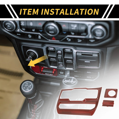 Dashboard Control Panel Cover for Jeep (2018-2023) Carbon Fiber Red