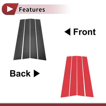 4 Pcs Car Door Pillar Window Trim for Honda City (2003-2008) Black Carbon Fiber