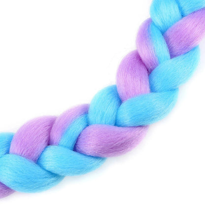 Helmet Decor Pigtail Gradient Braid with Suction Cup Purple Blue for Motorcycle