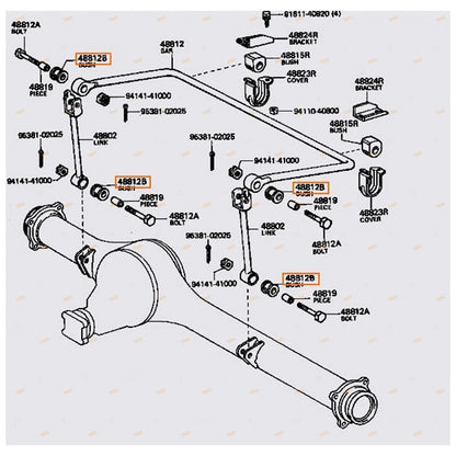 Rear Sway Bar Link Bush Kit for Landcruiser 40 Series (1960–1984)