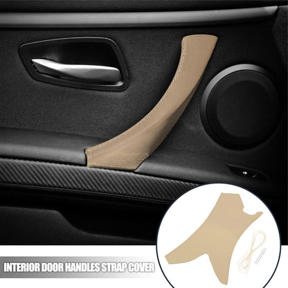 Car Interior Door Handles Strap Cover Hand Sewing Beige for BMW 3 Series E90
