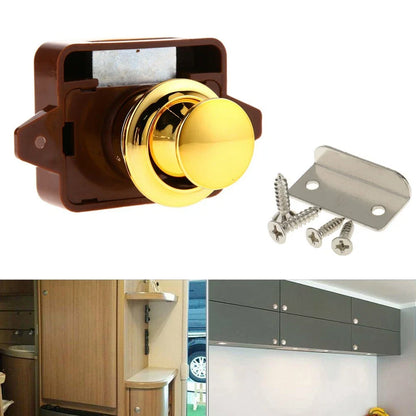 Convenient Push Button Lock for Cabinet Doors in Boats/RVs, Sleek Design