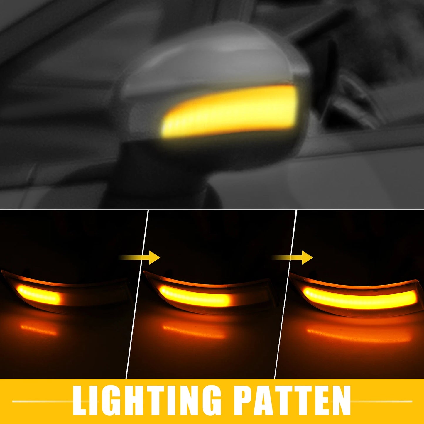 Mirror Turn Signal Light for Ford (Plastic Black Clear) 1 Pair