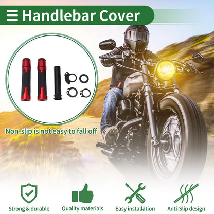 7/8" 22mm Hand Grips Cover Throttle Red Rhombus for Motorcycle