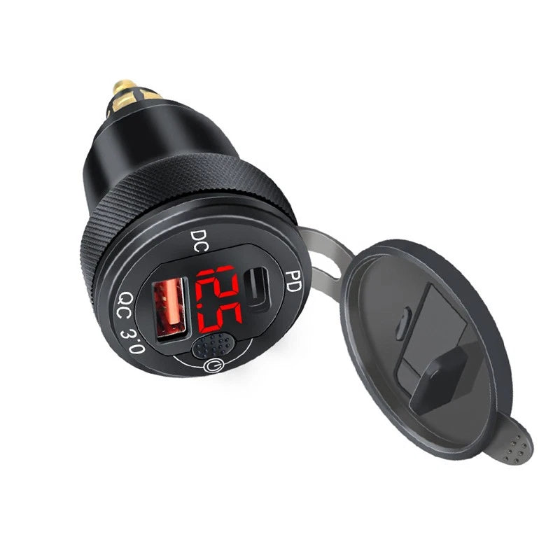 Type-C Dual USB Charger with Voltmeter for BMW Motorrad (2013-2023)