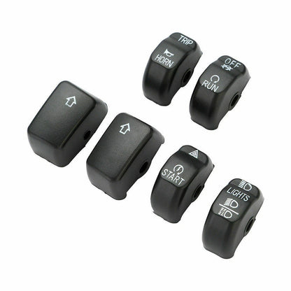 6 x Black Hand Control Switch Button Covers for Harley Dyna Softail (96-13)