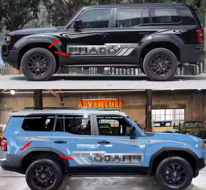 2 x Car Door Side Stripe Graphics Vinyl Film Sticker for Toyota Prado