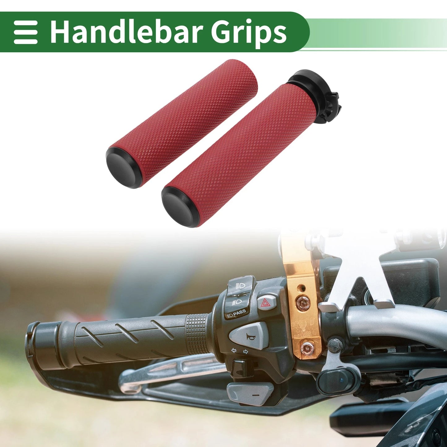 7/8" 22mm Hand Grips / Handlebar Grips TPU Dark Red