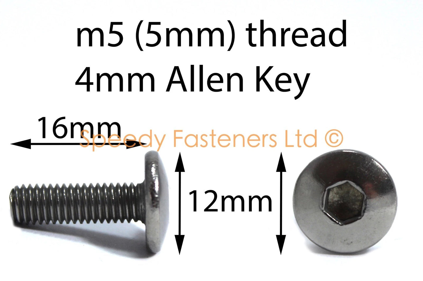 6x Schwarz Aluminium Wind Shield Frontscheibe Schrauben m5 X 16mm Pfanne Knopf