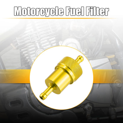 8mm Dia Hose Aluminum Alloy Motorbike Petrol Oil Fuel Filter Cleaner Gold Tone