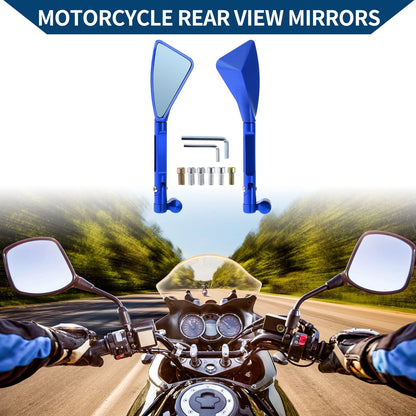 Motorcycle Rear View Mirrors Triangle Blue Aluminum Alloy for Make Model