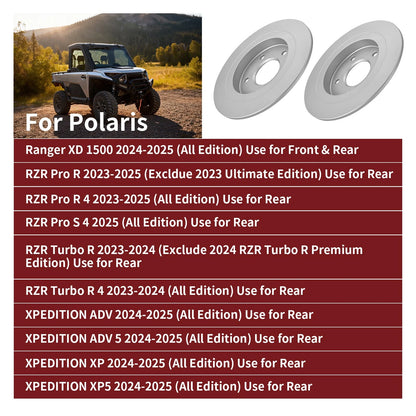 2x Front/Rear Brake Rotor for Polaris Ranger XD 1500/Crew XD 1500 (2024–2025)
