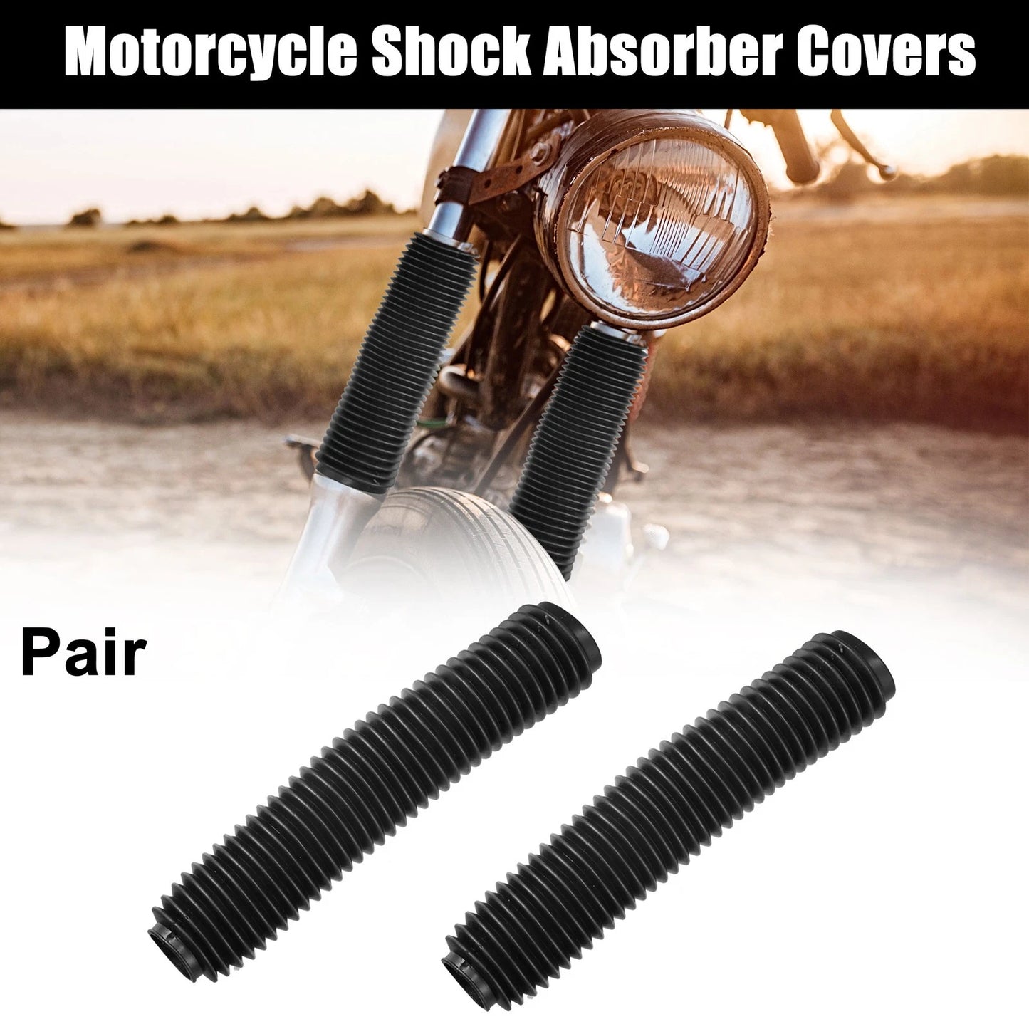 1 Pair 390mm Front Fork Boots Shock Absorber Covers Rubber Black for Make Model