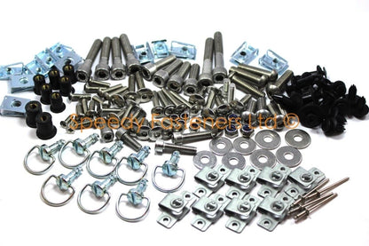 158 Piece Universal Race Track Pack Fairing Bolts Fixings Dzus for Motorcycle