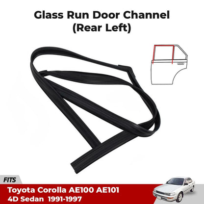 Glass Run Channel Seals Rubber Rear LH Fits Toyota Corolla EE AE101 4D 1991-97